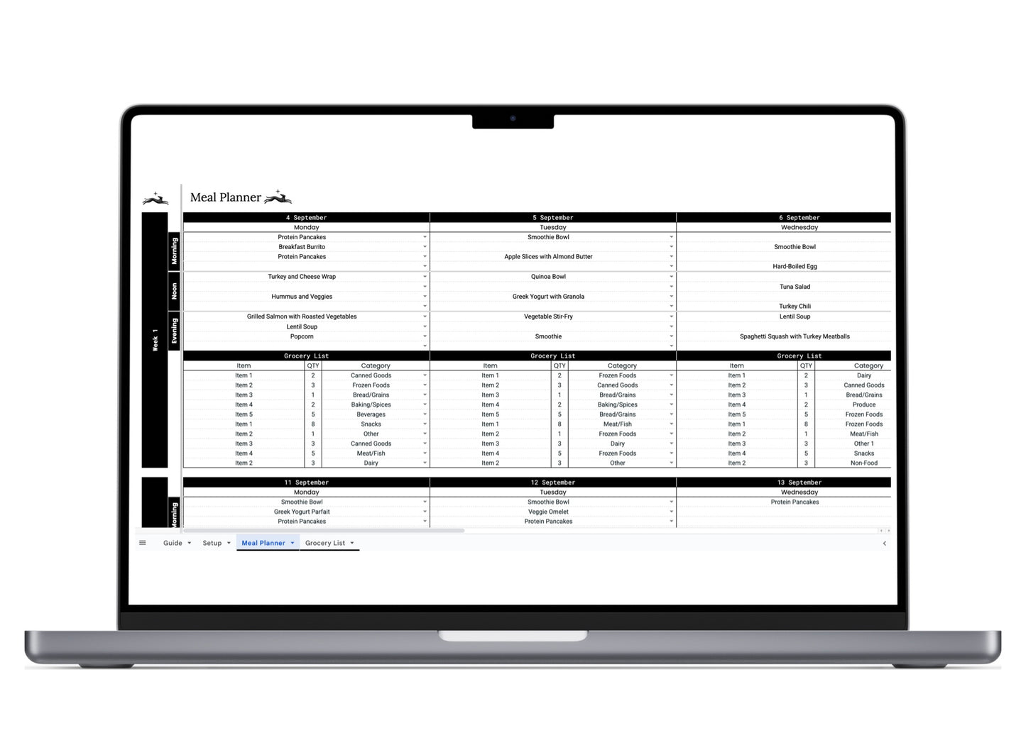 Monthly Meal Planner